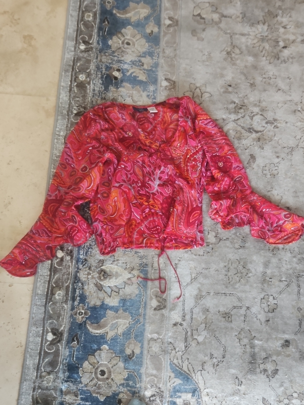 Rag Women’s Pink Paisley Long-Sleeve Blouse